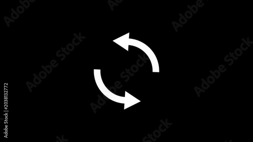 Circular refresh or rotation arrows icon animation. 4k video