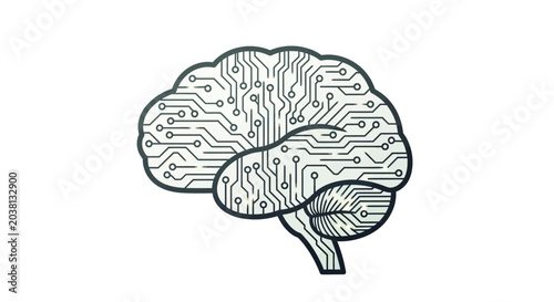 Tableau sur toile Digital Brain Circuit Board Illustration - AI and Technology Concept