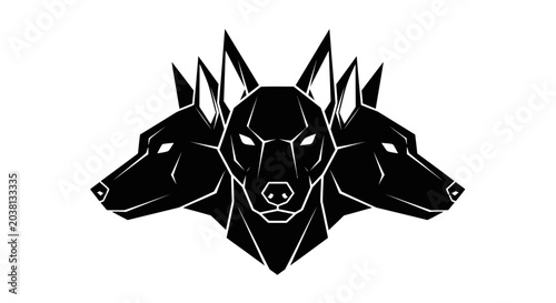 Foto Geometric Three-Headed Dog Silhouette - Mythological Symbol