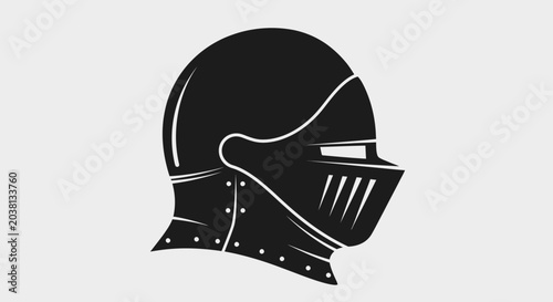 Cuadro en lienzo Medieval Knight Helmet Silhouette Icon - Vector Illustration