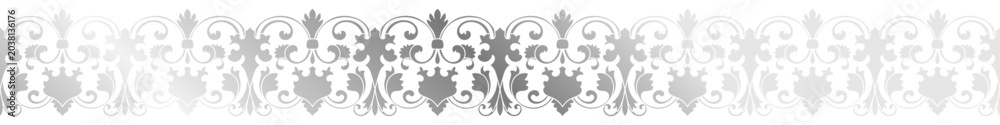 Fototapeta premium Silver border, vintage pattern, seamless edge, for making frames, vintage frames.
