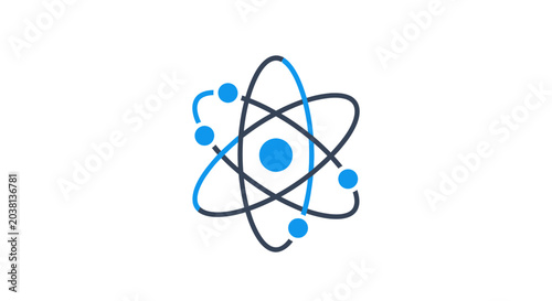 Φωτογραφία Abstract Atom Model, Electrons Orbiting Nucleus, Science and Technology Concept