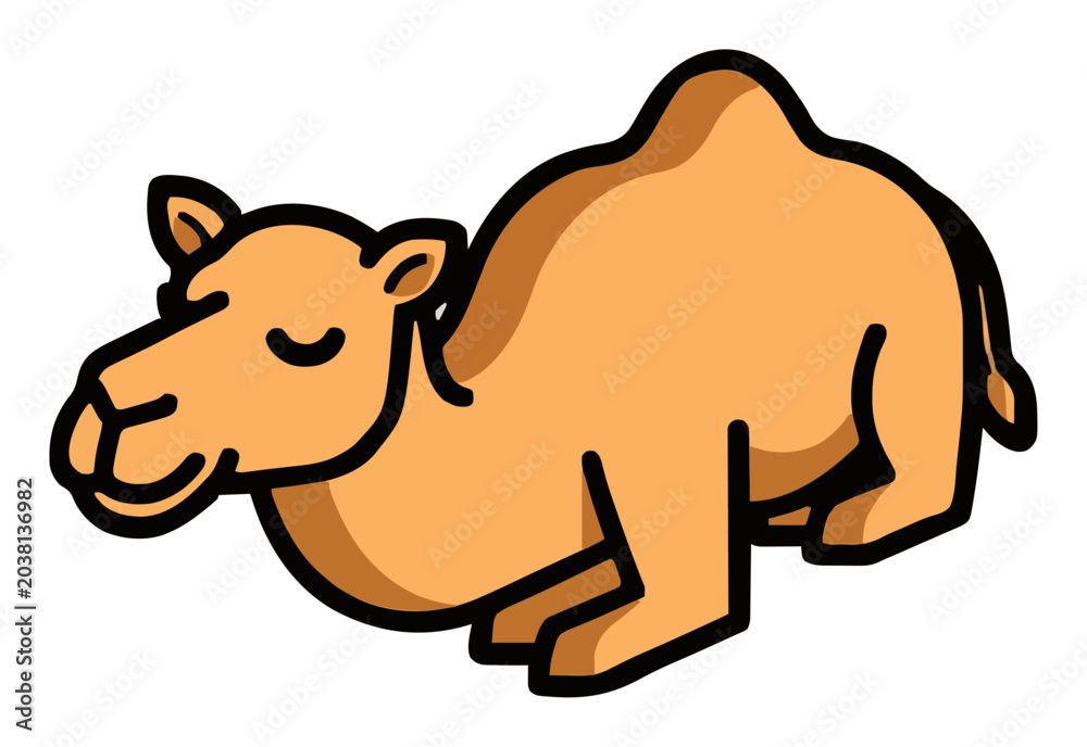 Fototapeta premium Sleeping dromedary camel desert animal vector. Generative AI