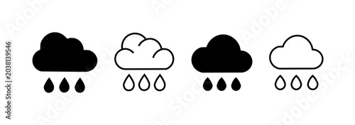 Tablou pe pânză Weather icon set, rain with clouds, weather illustration pack