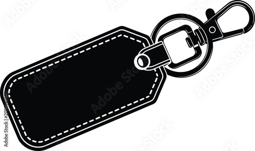 Photos Minimal leather keychain tag vector illustration featuring stitched label access