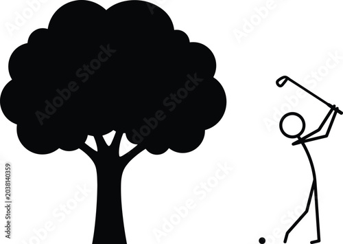 Canvas Print Minimal golf player silhouette vector illustration featuring outdoor sports acti