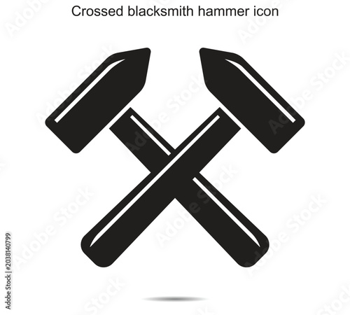 Crossed blacksmith hammer icon