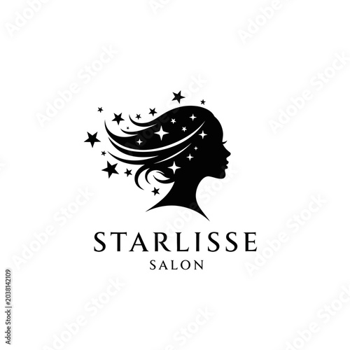 Black Silhouette of Woman with Stars.