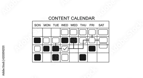Content Calendar Planning with Checkmark and Notes