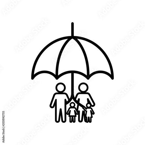Bild auf Leinwand Family Protection Umbrella Icon - Insurance, Safety, Security, Care