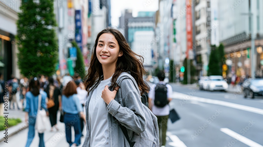 Obraz premium young woman walking on the street