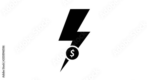 Lightning Bolt with Dollar Sign Icon - Energy Cost Concept