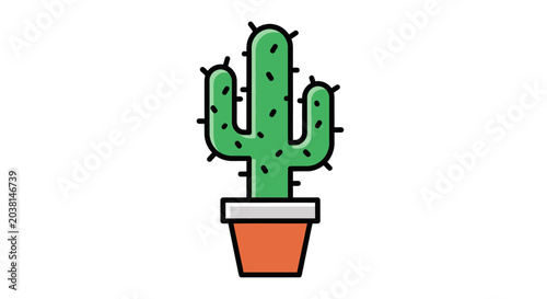 Foto Potted Cactus Plant Icon - Simple Green Desert Succulent Illustration