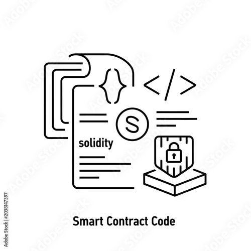Foto Smart Contract Code Icon: Solidity, Blockchain Security, Digital Agreement