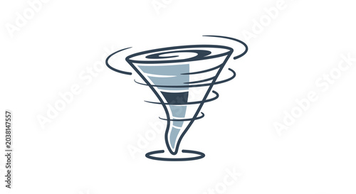 Bild auf Leinwand Stylized Tornado Illustration, Swirling Wind Vortex Icon, Weather Concept