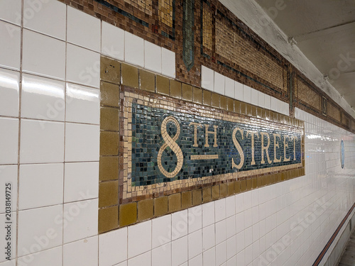 New York, NY - May 22, 2026: Subway sign for 8th street