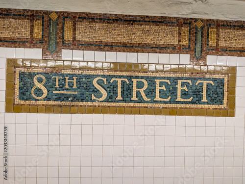 New York, NY - May 22, 2026: Subway sign for 8th street