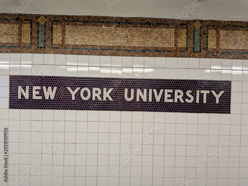 New York, NY - May 22, 2026: Subway sign for New York University