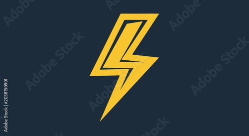 Bilde på lerret Yellow Lightning Bolt Icon on Dark Blue Background, Energy Symbol