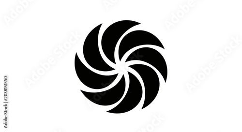 Abstract Swirl Vortex Shape Black Graphic Design on White Background