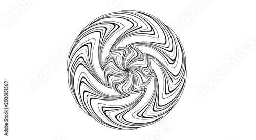 Abstract Swirling Black and White Circular Pattern