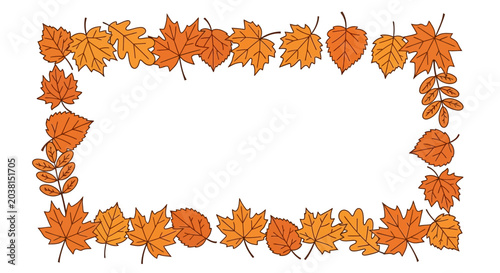 Autumn Leaf Border Frame - Orange Fall Foliage Decorative Element
