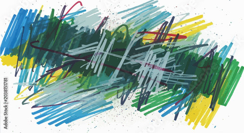 Quadro su tela Abstract marker scribble background, expressive hand drawn felt tip pen strokes,