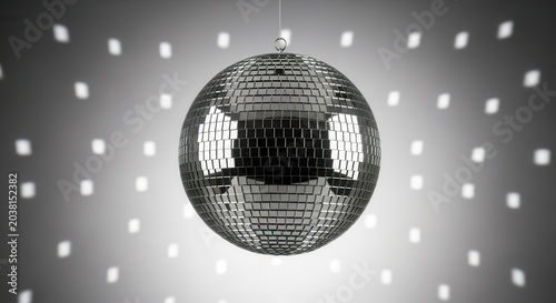 Retro Disco Ball Reflecting Lights in a Dark Room.