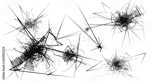 Foto Abstract scribble vector illustration, messy black ink line art on white backgro