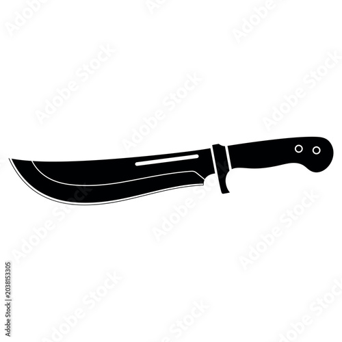 Foto Sharp machete blade with a sturdy handle shown in a simple black and white vecto