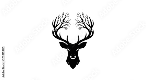 Фотография Deer Silhouette with Tree Branch Antlers - Nature Spirit Symbol