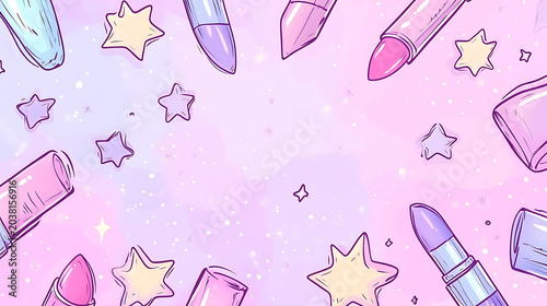 A cute cosmetic-themed background, perfect for use as a decorative backdrop or wallpaper.