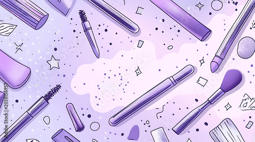 A cute cosmetic-themed background, perfect for use as a decorative backdrop or wallpaper.