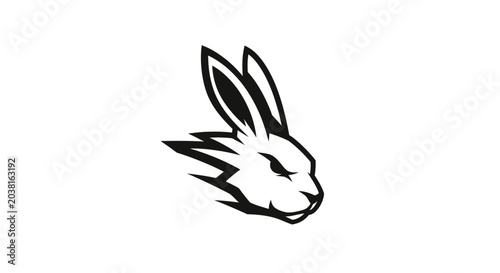 Black and white rabbit head profile.