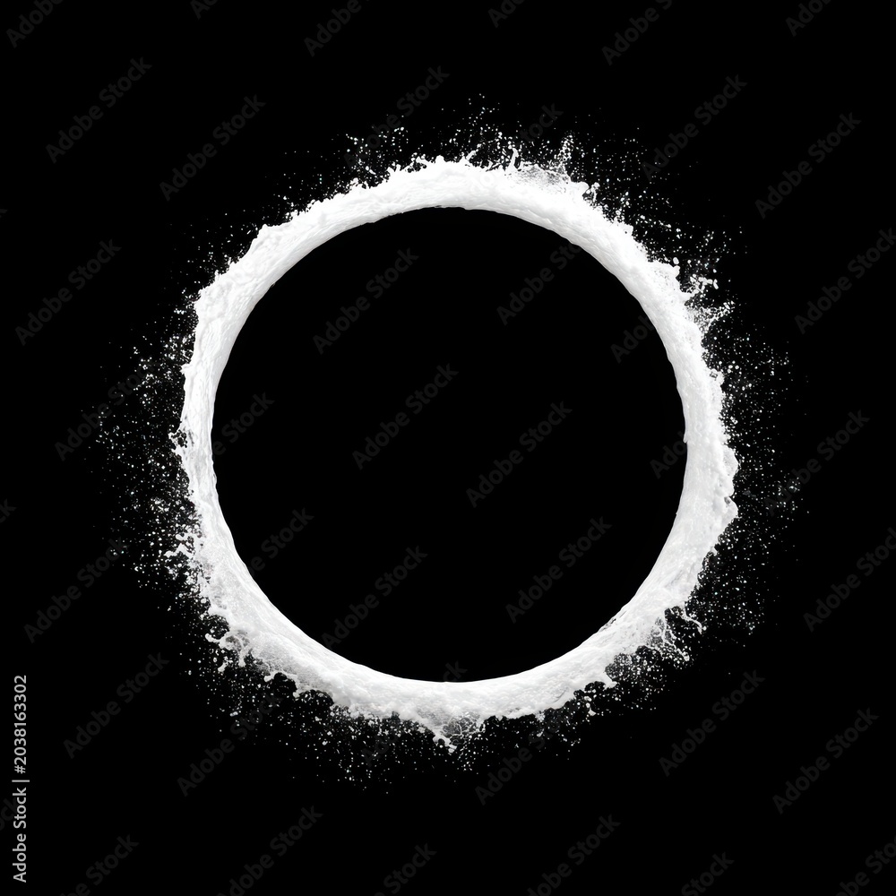 Fototapeta premium A dynamic splash of water forming a perfect circle against a black background.