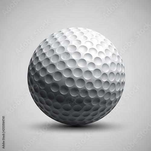 Spherical Golf Ball with Dimples in Grayscale on Soft Gradient