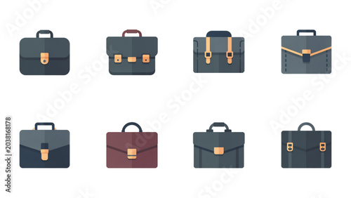 Fotografija Set of eight stylish briefcases and attache cases in various colors and designs