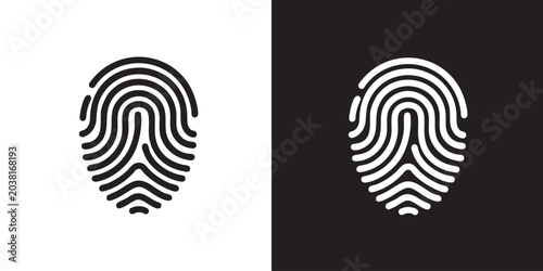 Bild auf Leinwand Minimalist Icon of Black Fingerprint - Modern Identity Verification Symbol, Biom