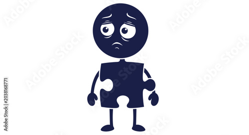 Foto Sad Silhouette Figure Missing Puzzle Piece