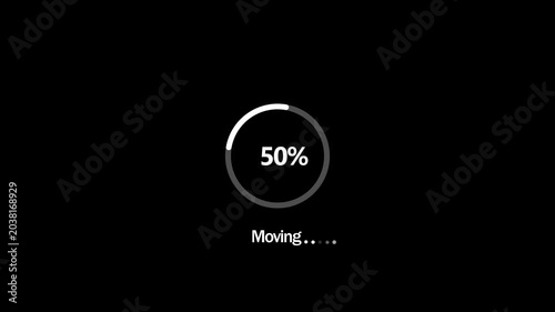 Minimal circle progress loader animation on dark screen with rotating icon and loading bar effect for digital interface. 4K Motion Graphics Video