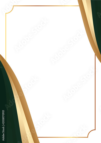 gold emerald wave abstract certificate background design with premium frame