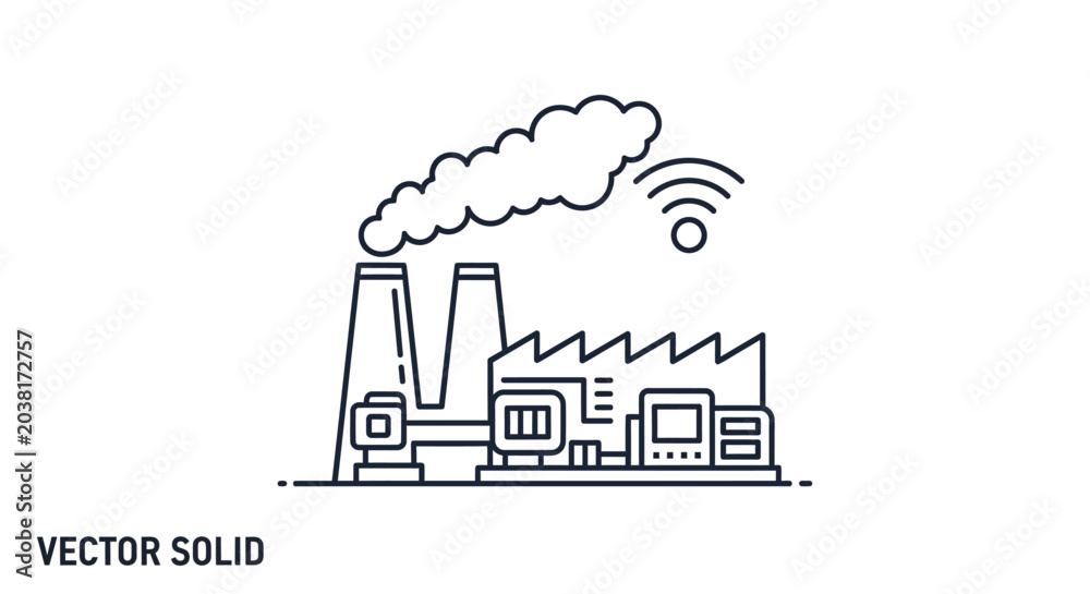 Naklejka premium Industrial factory with smoke and signal.