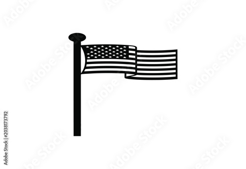United States Flag Pole Vector Icon