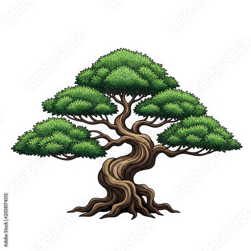 Bonsai tree with twisted trunk