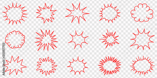 Photos Minimal sparkle and shine icon set monochrome star burst vector symbols isolated on white background, Crayon drawn attention symbols and doodle emphasis marks collection