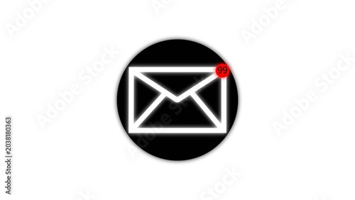 New message on the  screen. Unread notification. Online chat. Email messages inbox notification. Envelope with new message. white background illustrations.