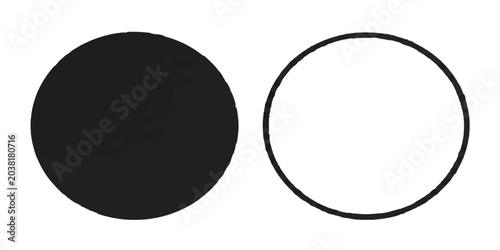 Foto A solid black circle is placed next to a hollow white circle, representing contrast and opposites