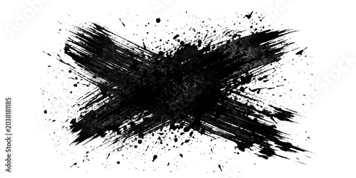 Fotografie A dynamic black ink splash in an 'X' shape, representing artistic expression and bold design