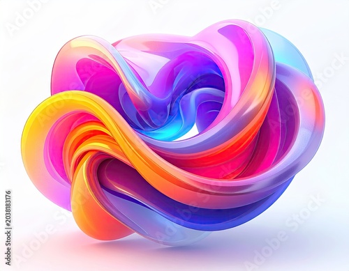 Abstract, vibrant, glossy swirl of rainbow colors