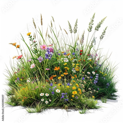 Colorful wildflowers and tall grasses in full bloom